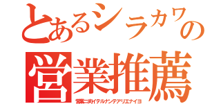 とあるシラカワの営業推薦（営業ニ向イテルナンテアリエナイヨ）