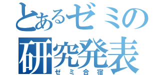 とあるゼミの研究発表（ゼミ合宿）