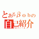 とあるβｏｂの自己紹介（プロフィール）