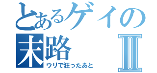 とあるゲイの末路Ⅱ（ウリで狂ったあと）