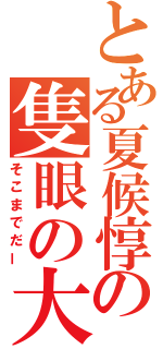 とある夏候惇の隻眼の大渇（そこまでだー）