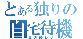 とある独りの自宅待機（夏の終わり）