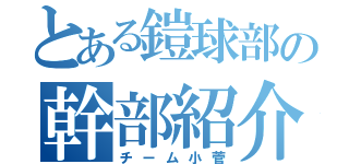 とある鎧球部の幹部紹介（チーム小菅）