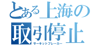 とある上海の取引停止（サーキットブレーカー）