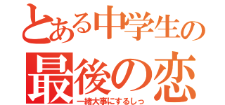 とある中学生の最後の恋（一緒大事にするしっ）