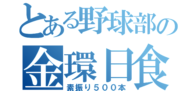 とある野球部の金環日食（素振り５００本）