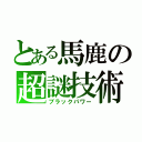 とある馬鹿の超謎技術（ブラックパワー）