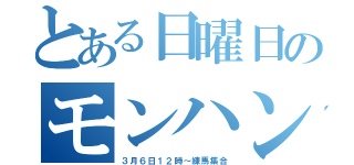 とある日曜日のモンハン大会（３月６日１２時～練馬集合）