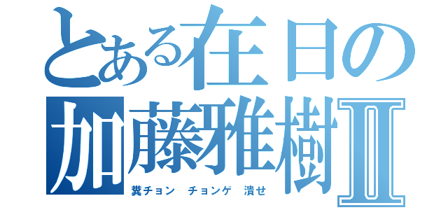 とある在日の加藤雅樹Ⅱ（糞チョン チョンゲ 潰せ）