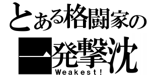 とある格闘家の一発撃沈（Ｗｅａｋｅｓｔ！）