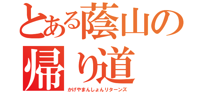 とある蔭山の帰り道（かげやまんしょんリターンズ）