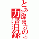 とある爆発力の源の力書目録（インデックス）