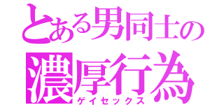 とある男同士の濃厚行為（ゲイセックス）