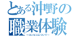 とある沖野の職業体験（～コンビニについて～）