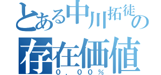 とある中川拓徒の存在価値（０．００％）