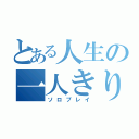 とある人生の一人きり（ソロプレイ）