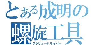 とある成明の螺旋工具（スクリュードライバー）