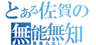 とある佐賀の無能無知（馬鹿丸出し）