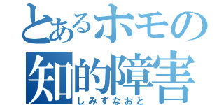 とあるホモの知的障害者（しみずなおと）