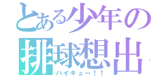 とある少年の排球想出（ハイキュー！！）