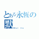 とある永恆の默（Ｗｈａｔ ｔｈｅ ）