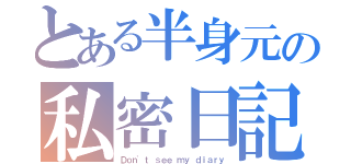 とある半身元の私密日記（Ｄｏｎ\'ｔ ｓｅｅ ｍｙ ｄｉａｒｙ）