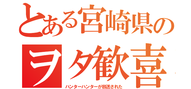 とある宮崎県のヲタ歓喜（ハンターハンターが放送された）