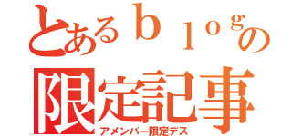 とあるｂｌｏｇの限定記事（アメンバー限定デス）