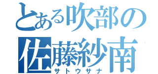 とある吹部の佐藤紗南（サトウサナ）