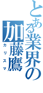 とある業界の加藤鷹（カリスマ）