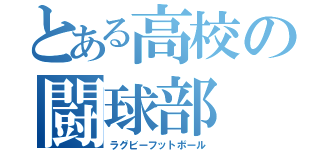 とある高校の闘球部（ラグビーフットボール）