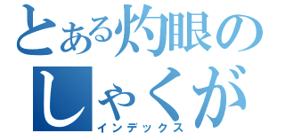 とある灼眼のしゃくがｎ（インデックス）