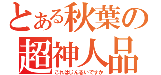 とある秋葉の超神人品（これはじんるいですか）