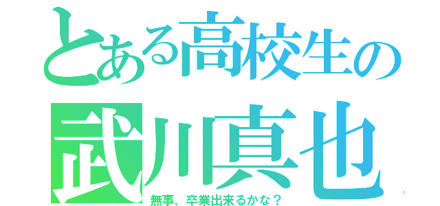 とある高校生の武川真也（無事、卒業出来るかな？）