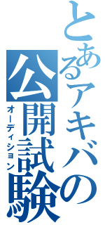 とあるアキバの公開試験（オーディション）