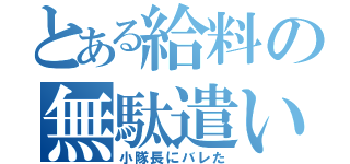 とある給料の無駄遣い（小隊長にバレた）