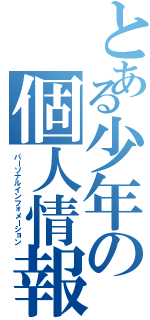 とある少年の個人情報Ⅱ（パーソナルインフォメーション）