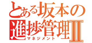 とある坂本の進捗管理Ⅱ（マネジメント）