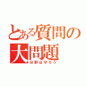 とある質問の大問題（分野は守ろう）