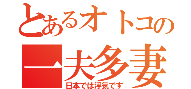 とあるオトコの一夫多妻制（日本では浮気です）