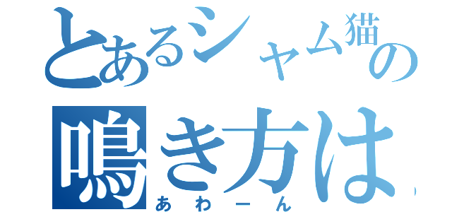 とあるシャム猫の鳴き方は（あわーん）