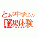 とある中学生の職場体験（３日間奴隷）