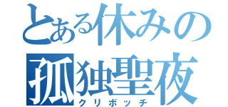 とある休みの孤独聖夜（クリボッチ）