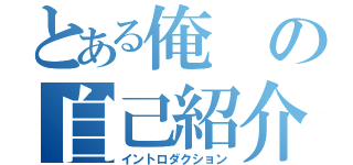 とある俺の自己紹介（イントロダクション）