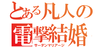 とある凡人の電撃結婚（サーデンマリアージ）