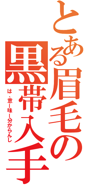 とある眉毛の黒帯入手（は、意ー味ー分からんし）