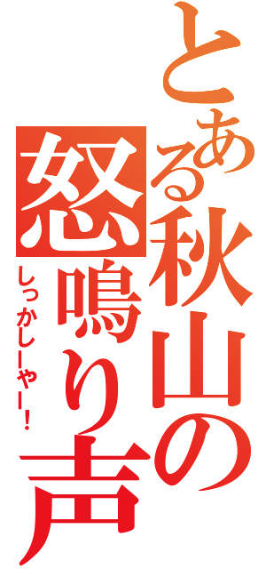 とある秋山の怒鳴り声（しっかしーやー！）