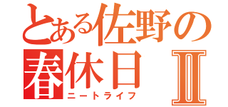 とある佐野の春休日Ⅱ（ニートライフ）