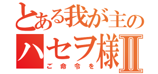 とある我が主のハセヲ様Ⅱ（ご命令を）