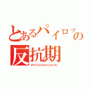 とあるパイロットの反抗期（おやじにもぶたれたことないのに）